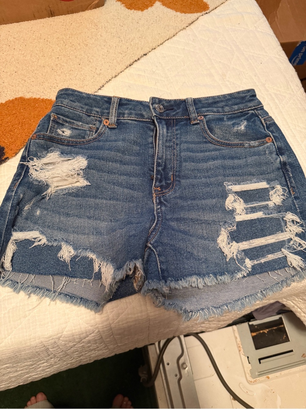 American Eagle Outfitters Distressed Blue Denim Jean Shorts